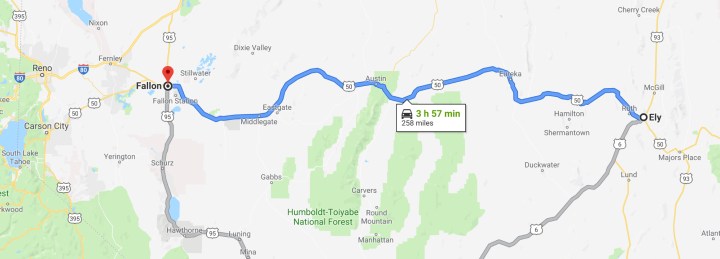 Ely, Nevada 89301 to Fallon, Nevada 89406 - Google Maps