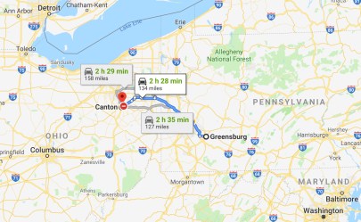 Greensburg, Pennsylvania 15601 to Canton, Ohio - Google Maps