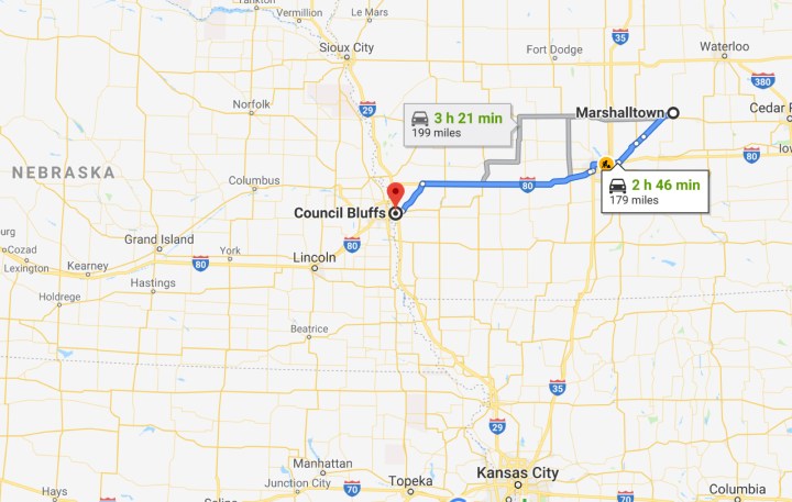 Marshalltown, Iowa to Council Bluffs, Iowa - Google Maps