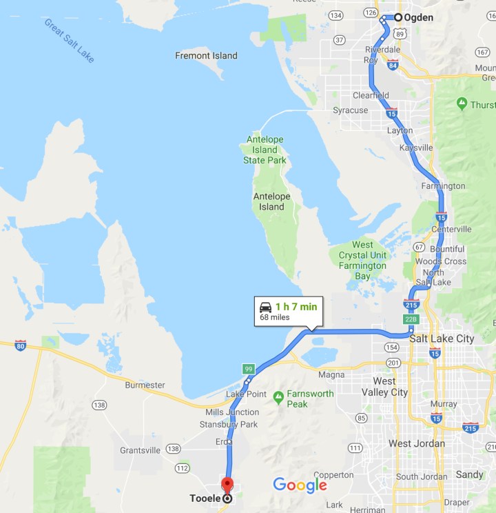 Ogden, Utah to Tooele, Utah 84074 - Google Maps